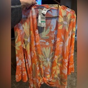 Floral Sheer Orange Kimono